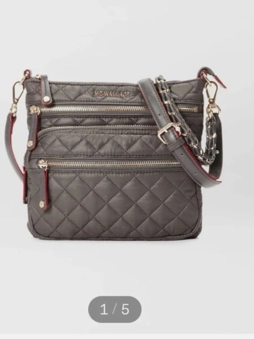 MZ Wallace Quilted Downtown Crossbody Bag in Charcoal